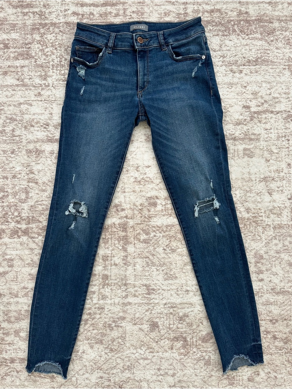 DL1961 Instasculpt Distressed Ankle Skinny Jeans Raw Release Hem 26